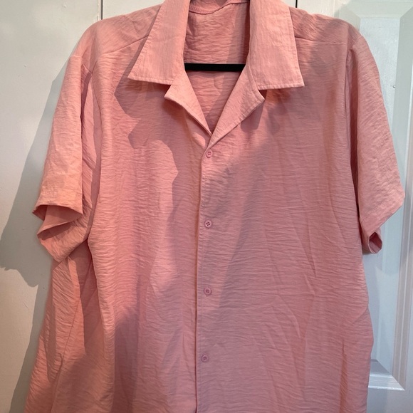 Men's XXL Light Pink Button Up with Crinkle Texture From Amazon - Picture 1 of 5